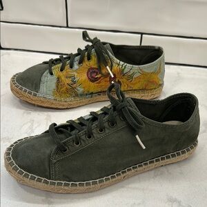 Natural World Eco Friendly Made in Spain Canvas Espadrille Floral Sneaker 40/9.5